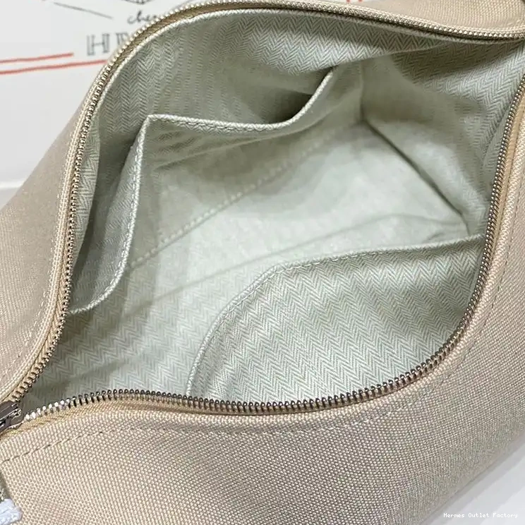 Cheap Hermes Case Canvas Grey Beige In Palladium Bride-A-Brac Trousse Hardware 0424